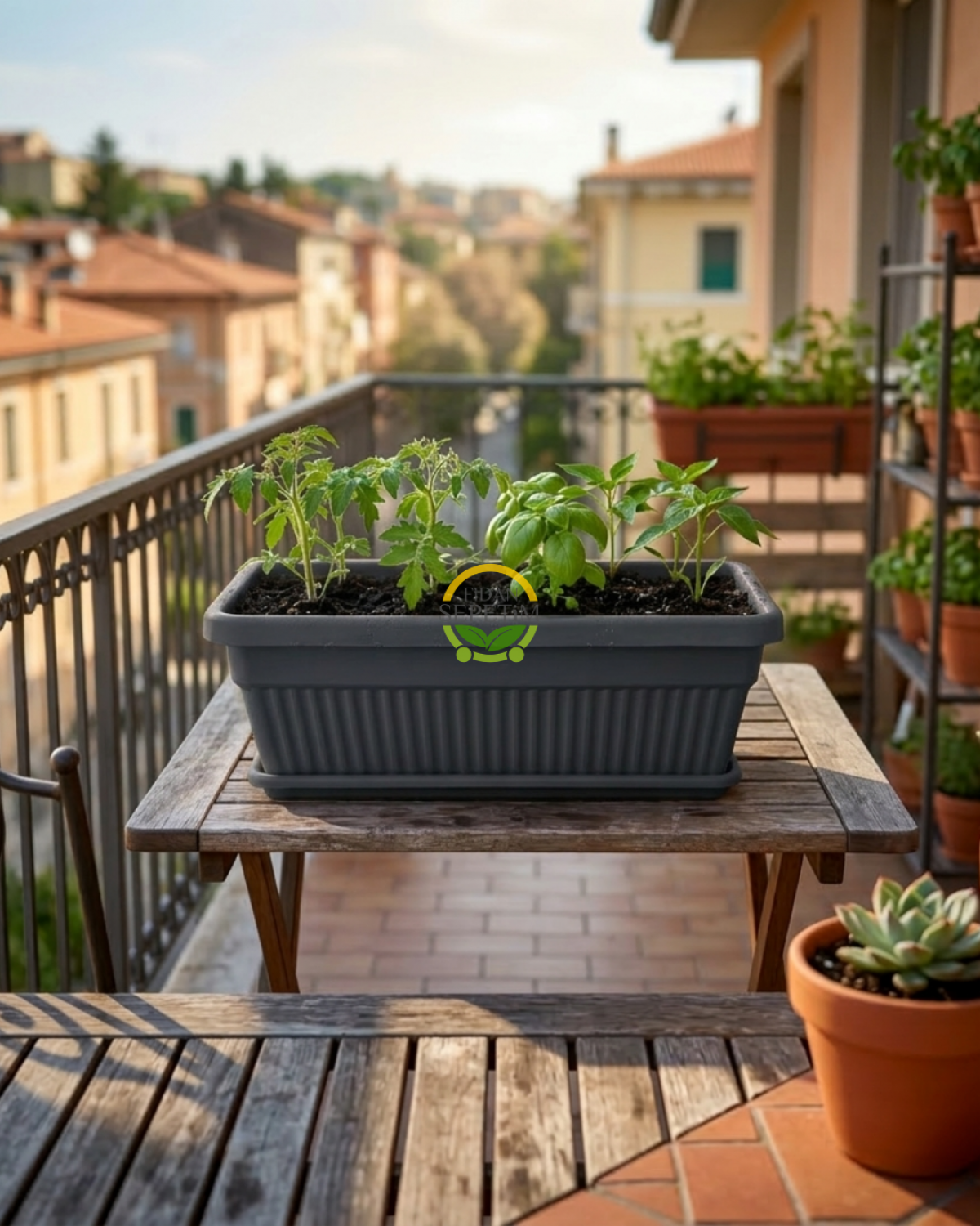 Kemer Bahçe Saksı 42 Litre - Antrasit Renk Kemer Bahçe Saksı 42 Litre - Antrasit Renk