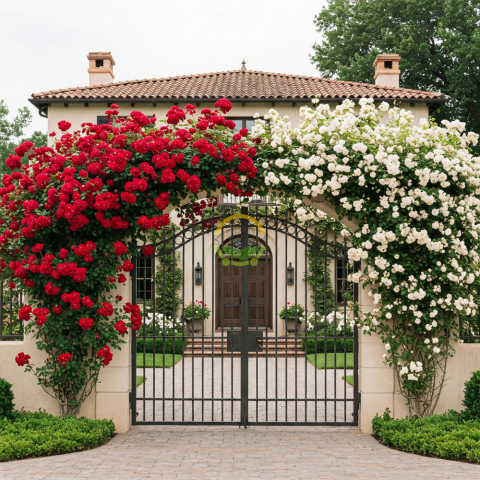 Kırmızı ve Beyaz Renkli Sarmaşık Gül Fidanı Paketi